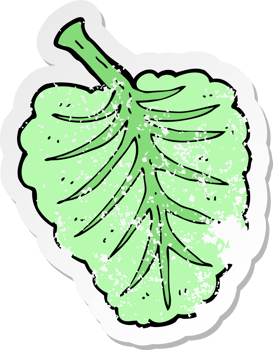 retro distressed sticker of a cartoon leaf symbol drawing png