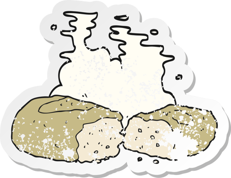 retro distressed sticker of a cartoon bread png