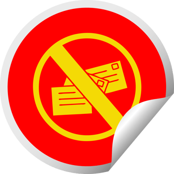 circular peeling sticker cartoon of a no post sign png