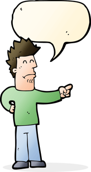 cartoon man pointing with speech bubble png