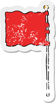 retro distressed sticker of a cartoon waving flag png