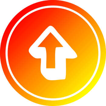 direction arrow circular icon with warm gradient finish png