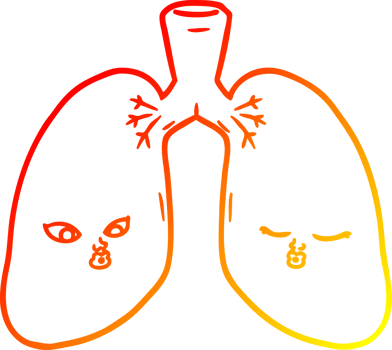 warm gradient line drawing of a cartoon lungs png
