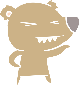angry bear flat color style cartoon png