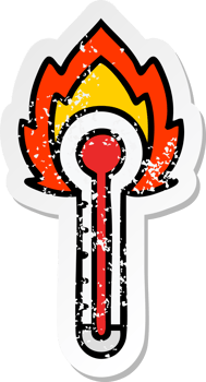 distressed sticker of a cute cartoon hot glass thermometer png