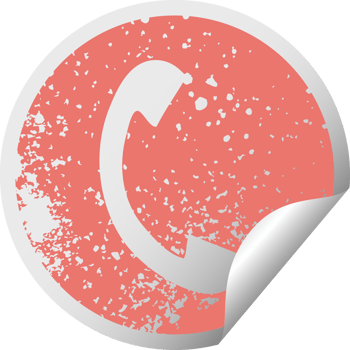 distressed circular peeling sticker symbol of a telephone handset png