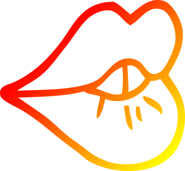 warm gradient line drawing of a cartoon pouting lips png