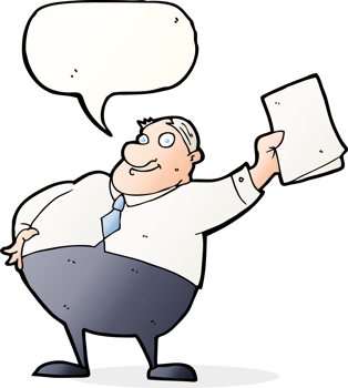 cartoon boss waving papers with speech bubble png