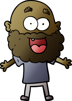 cartoon crazy happy man with beard png