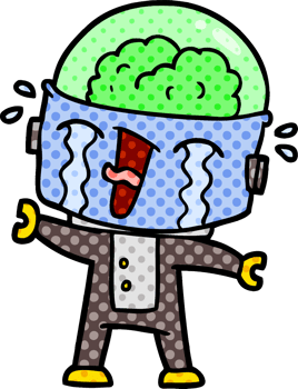 cartoon crying robot png