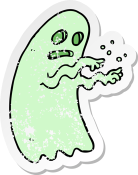 retro distressed sticker of a cartoon ghost png