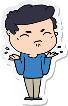sticker of a cartoon annoyed man png