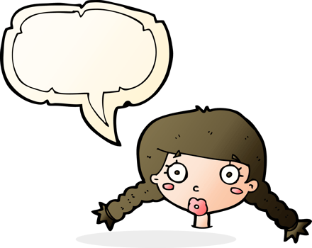 cartoon confused female face with speech bubble png