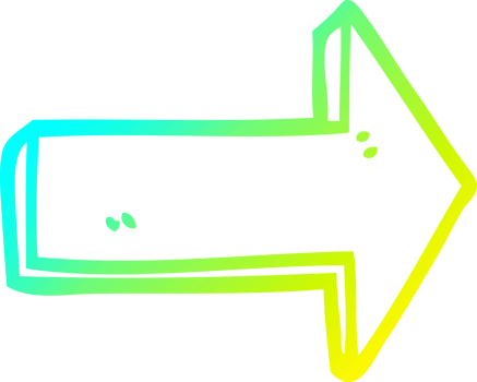 cold gradient line drawing of a cartoon directing arrow png