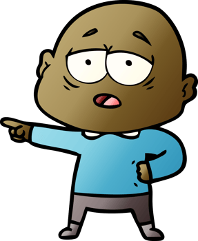 cartoon tired bald man png