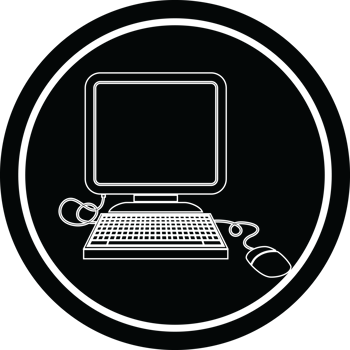 computer with mouse and screen circular symbol png