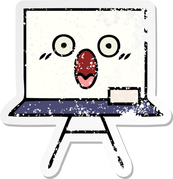 distressed sticker of a cute cartoon white board png