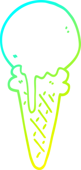 cold gradient line drawing of a cartoon ice cream cone png