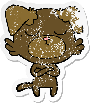 distressed sticker of a cute cartoon dog png