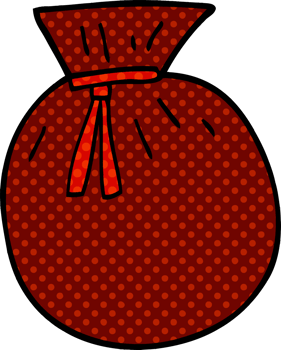 cartoon doodle santa sack png