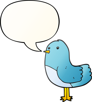 cartoon bird and speech bubble in smooth gradient style png