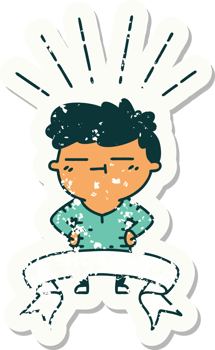 grunge sticker of tattoo style happy man png