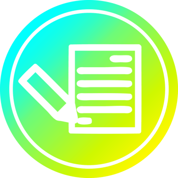 document and pencil circular in cold gradient spectrum png