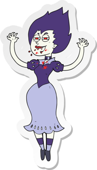 sticker of a cartoon vampire girl with bloody mouth png