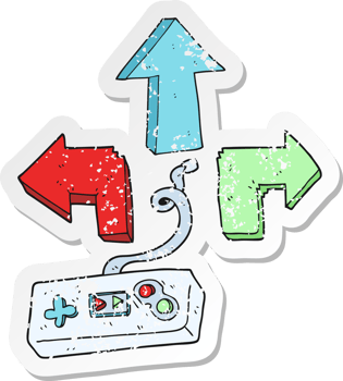 retro distressed sticker of a cartoon game controller png