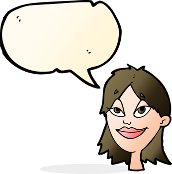 cartoon happy woman with speech bubble png