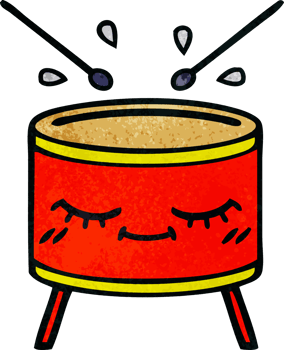 retro grunge texture cartoon drum png