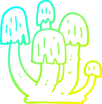 cold gradient line drawing cartoon mushrooms png