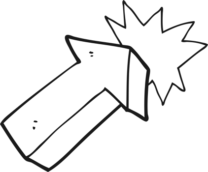 black and white cartoon pointing arrow symbol png