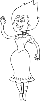 black and white cartoon vampire girl png