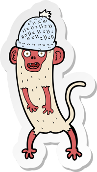 sticker of a cartoon crazy monkey png