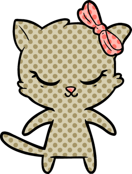 cute cartoon cat with bow drawing png