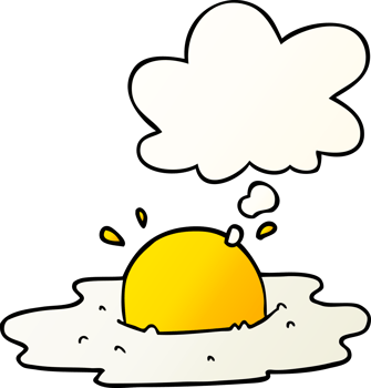 cartoon fried egg with thought bubble in smooth gradient style png