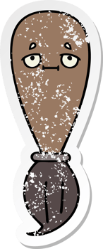distressed sticker of a cute cartoon paint brush png