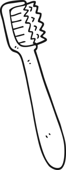 black and white cartoon toothbrush png