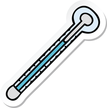 sticker of a quirky hand drawn cartoon thermometer png