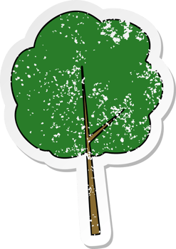distressed sticker of a quirky hand drawn cartoon tree png