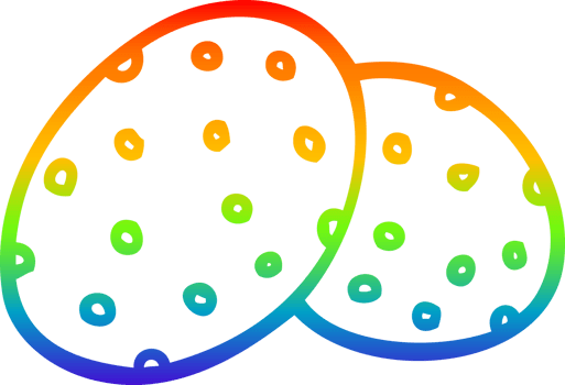 rainbow gradient line drawing of a cartoon cookies together png