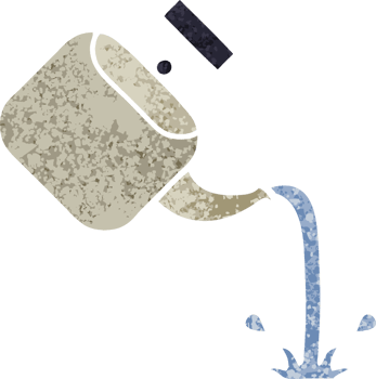 retro illustration style cartoon of a pouring kettle png