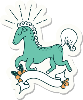 sticker of a tattoo style prancing stallion png