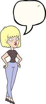 speech bubble cartoon woman with hands on hips png