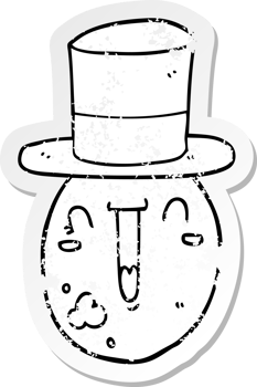 distressed sticker of a cartoon posh egg png