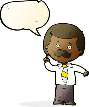 cartoon newsreader man with idea with speech bubble png