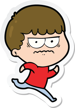 sticker of a cartoon annoyed man png