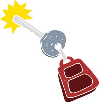 flat color illustration of a cartoon key png