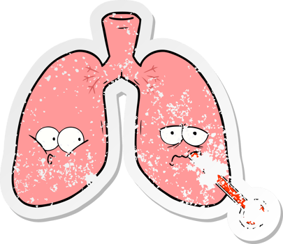 distressed sticker of a cartoon unhealthy lungs png